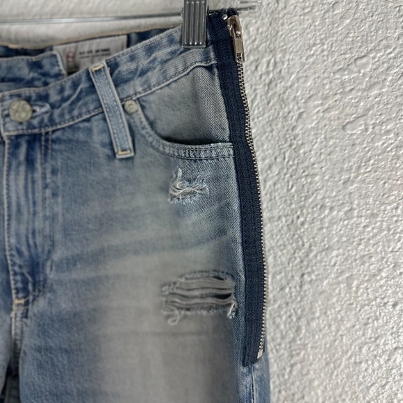 Ag Adriano Goldschmied Blue The Isabelle Side Zip High Rise Straight Crop Jeans - Picture 3 of 9
